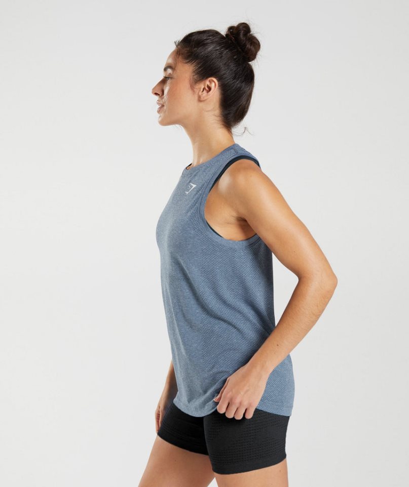 Women's Gymshark Vital Seamless 2.0 Light Tanks Blue | NZ 1KISCE